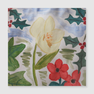 Winter-Blume & Holly-Magnetkarte Magnetkarte