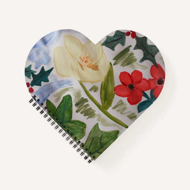 Winter Blume & Holly Notizbuch (Vorderseite)