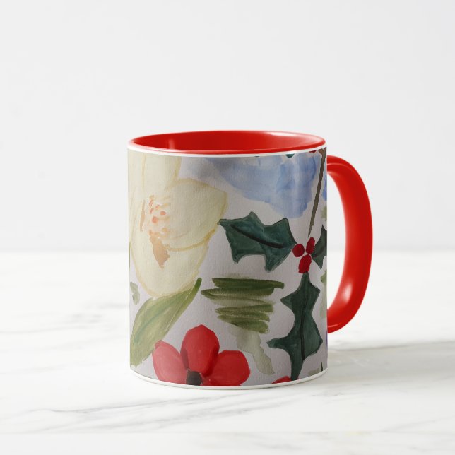 Winter Blume & Holly Tasse (VorderseiteRechts)