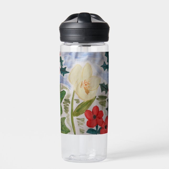 Winter Blume & Holly Trinkflasche (Vorderseite)