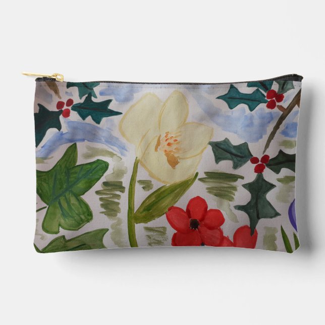 Winter Blume & Holly Zubehörtasche (Vorderseite)
