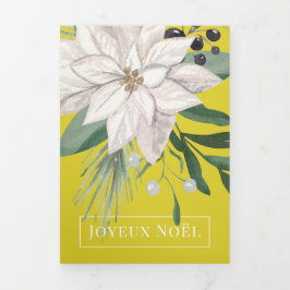 Winter Blume Joyeux Noël Elegante Weihnachten Dreifach Gefaltete Urlaubskarte