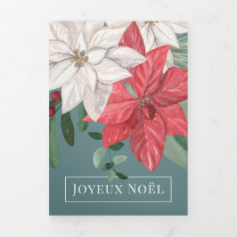 Winter Blume Joyeux Noël Elegante Weihnachten Dreifach Gefaltete Urlaubskarte