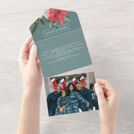 Winter Blume Joyeux Noël Elegante Weihnachtskarte All In One Einladung