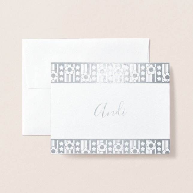 Winter-Blume Name Stationery Folienkarte (Vorderseite mit Umschlag)