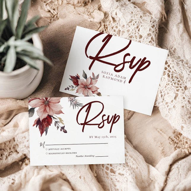 Winter Blume Wasserfarbeneihe RSVP Karte (Von Creator hochgeladen)
