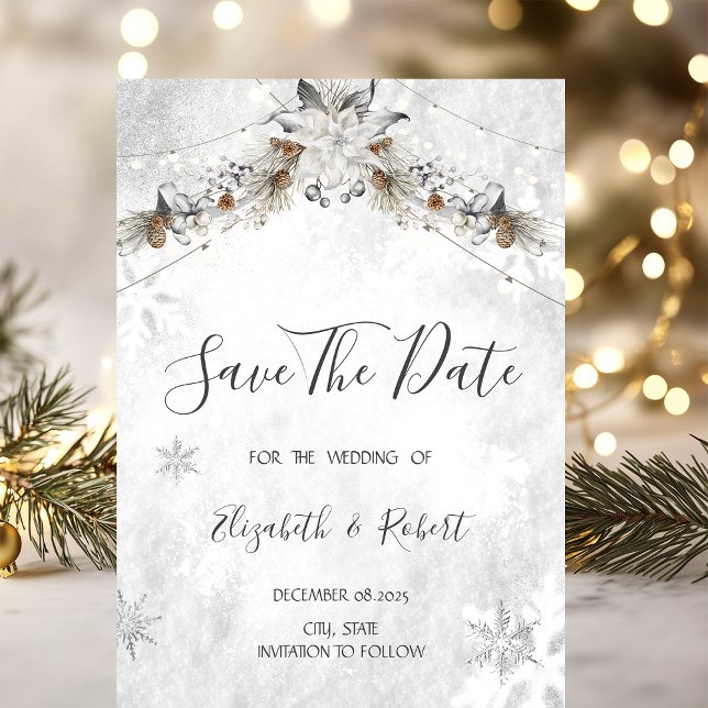 Winter-Blumen-Tannenzapfen Save The Date (Von Creator hochgeladen)