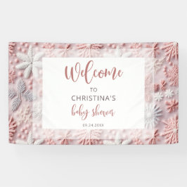 Winter Blush Pink Snowflake Babydusche Banner