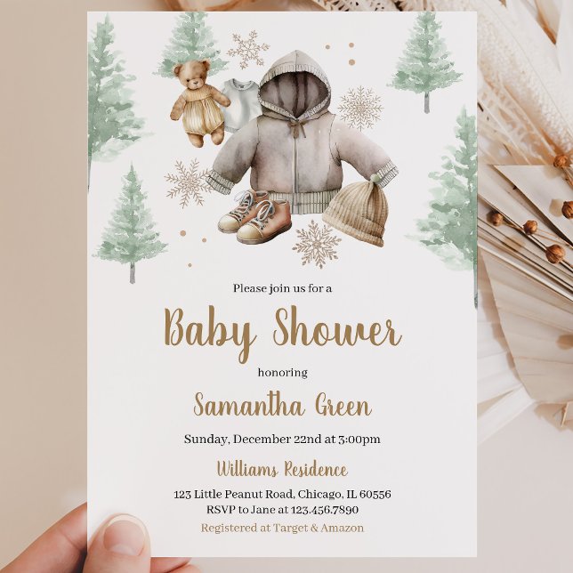 Winter Boho Baby Clothes Kinderdusche Einladung (Von Creator hochgeladen)