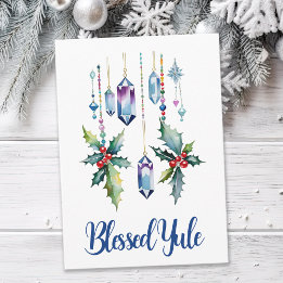 Winter Boho Blue Crystals & Holly Weihnachten Sols Karte