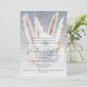 Winter Boho Floral Wedding Blaue Einladung