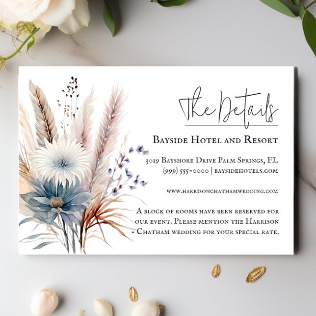 Winter Boho Floral Wedding | Weiß Begleitkarte (White Winter Boho Floral Wedding Details Enclosure Card)