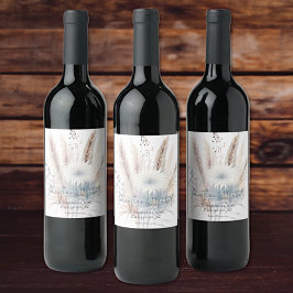 Winter Boho Floral Wedding | Weiß Weinetikett