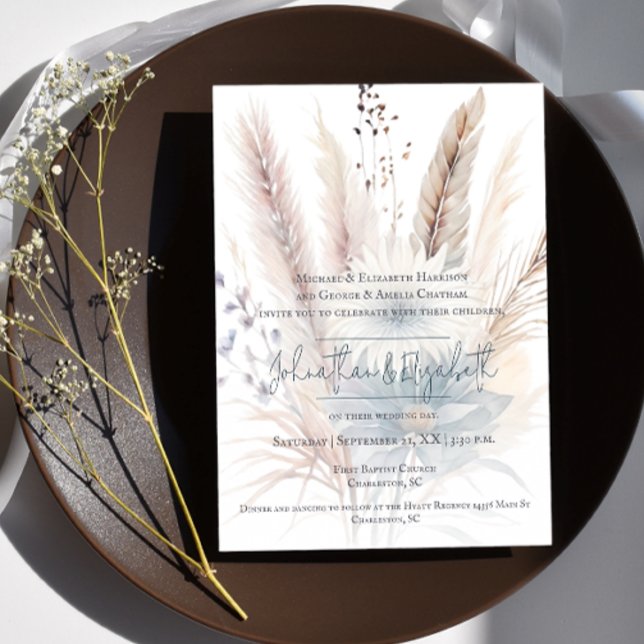 Winter Boho Floral Wedding | Weiße Einladung (White Winter Boho Floral Wedding Invitation)