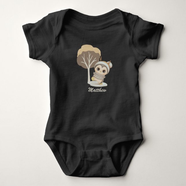 Winter Boho Penguin Baby Bodysuit Strampler (Vorderseite)