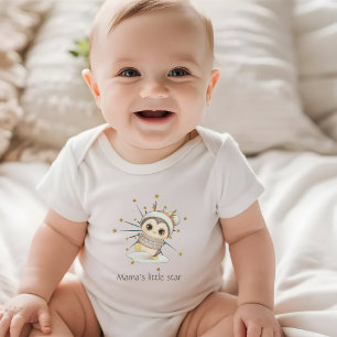 Winter Boho Pinguin mit Sternen und Text Baby Strampler