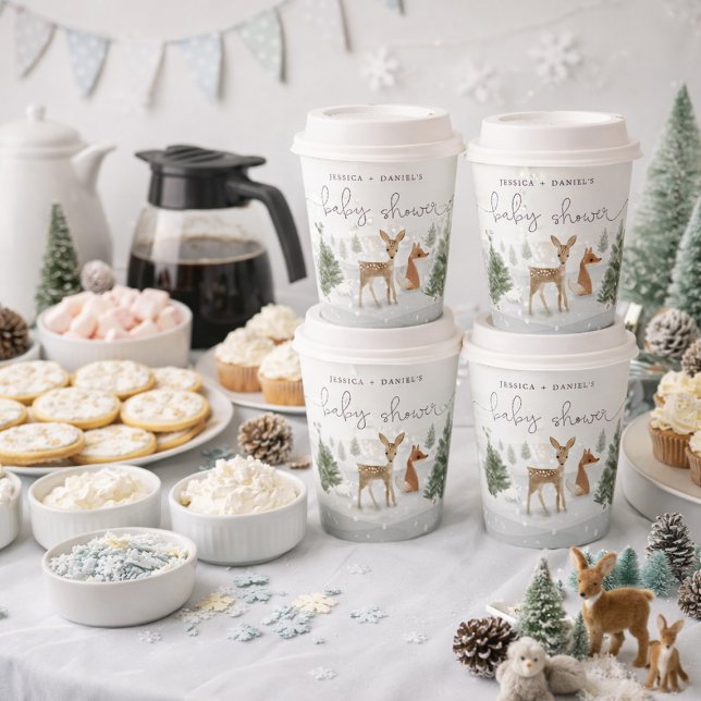 Winter Boho Wald Baby Shower Pappbecher (Von Creator hochgeladen)