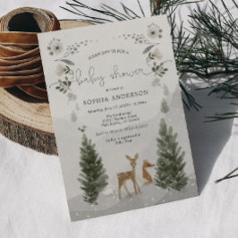 Winter Boho Woodland Baby Shower Invitation Card Einladung