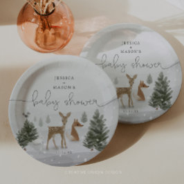 Winter Boho Woodland Babydusche Teller