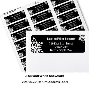 Winter Bold Black & White Snowflake Rücksendeadres