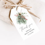 Winter Botanical Bouquet Geschenkanhänger<br><div class="desc">Minimalistisches rustikales Wintergrün mit einem Aquarell-Blumengesteck aus Kiefernbeeren,  roten Beeren und Eukalyptusgrün. Mit eleganter Handschrift Kalligraphie.</div>