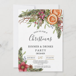 Winter Botanical Christmas Invite | Rustic Dinner  Einladung