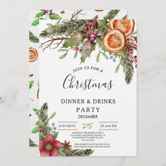 Winter Botanical Christmas Invite | Rustic Dinner  Einladung