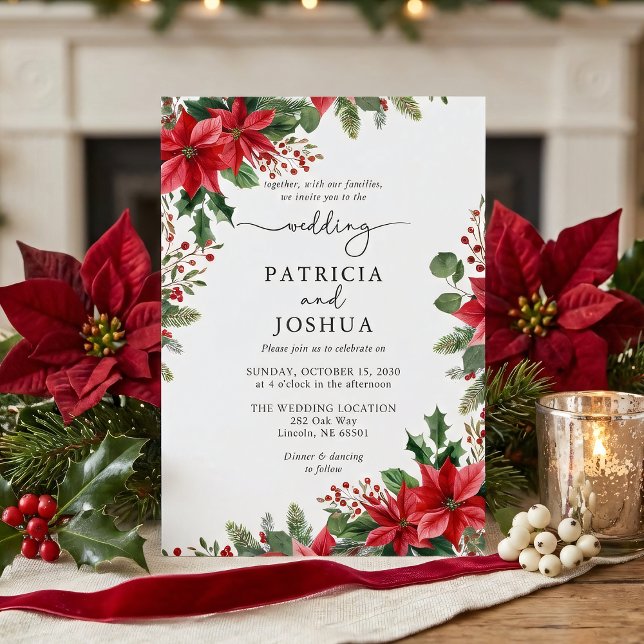 Winter Botanical Christmas Wedding Invitation Einladung (Von Creator hochgeladen)