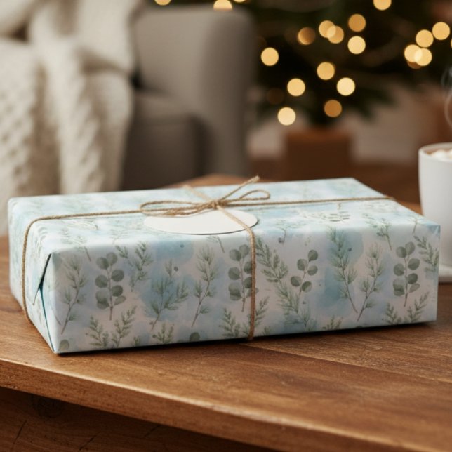 Winter Botanical Elegance Geschenkpapier (soft watercolor botanical Christmas wrapping paper)