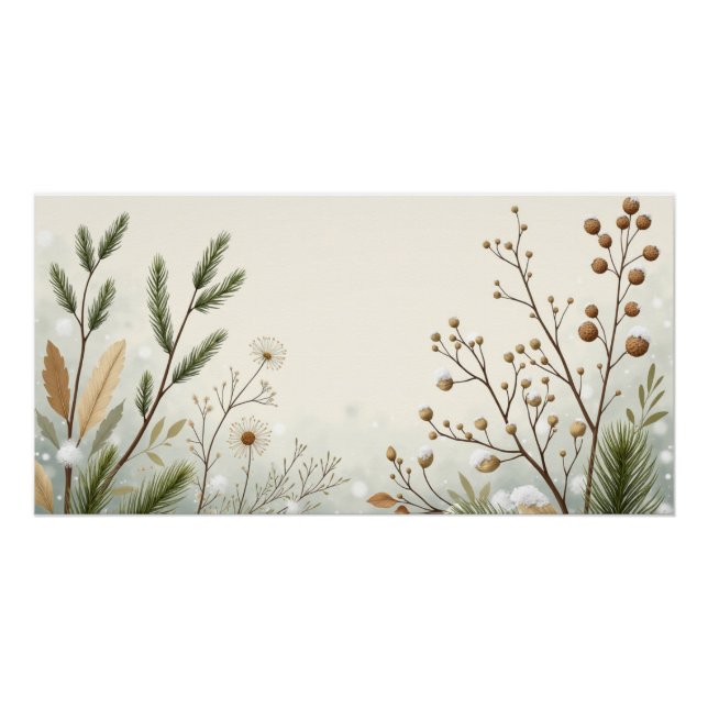 Winter Botanical Foliage – Neutral Minimal Wall Ar Poster (Vorderseite)