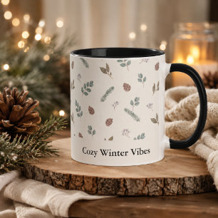 Winter Botanical Weihnachten Elfenbein Grünpflanze Tasse