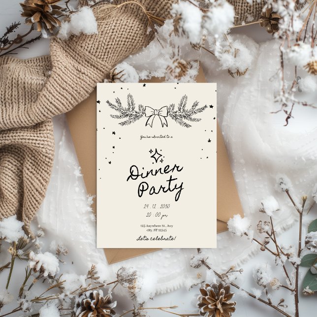 Winter Botanical Weihnachts-Dinnerparty Einladung (Von Creator hochgeladen)