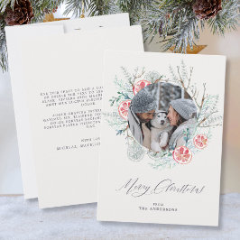 Winter Botanicals Beige Foto Frohe Weihnachten