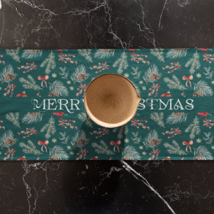 Winter Botanicals Coquette Bogen   Personalisiert  Kurzer Tischläufer
