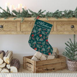 Winter Botanicals Coquette-Schleife | Personalisie Großer Weihnachtsstrumpf