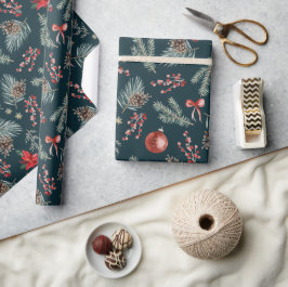 Winter Botanicals Coquette Schleife | Weihnachten Geschenkpapier