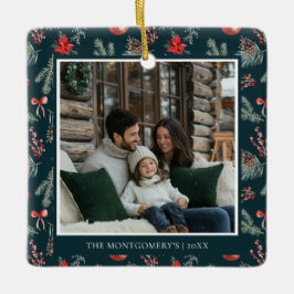 Winter Botanicals | Elegante Foto Weihnachten Keramikornament
