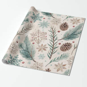 Winter Botanicals & Schneeflocken - Rustikale Feie Geschenkpapier