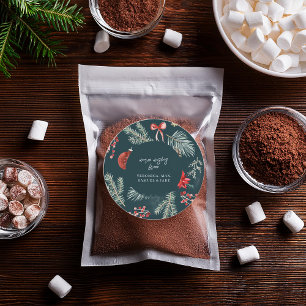 Winter Botanicals Weihnachtsgeschenk-Aufkleber Runder Aufkleber