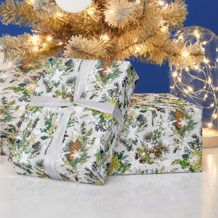 Winter Botanik mit Schnee Geschenkpapier