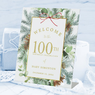 Winter Botanische 100. Geburtstagsparty Willkommen Sockelschild