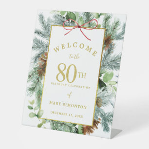 Winter Botanische 80. Geburtstagsparty Willkommen Sockelschild