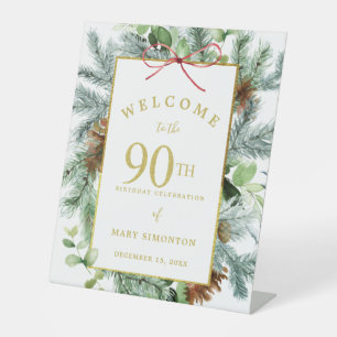 Winter Botanische 90. Geburtstagsparty Willkommen Sockelschild