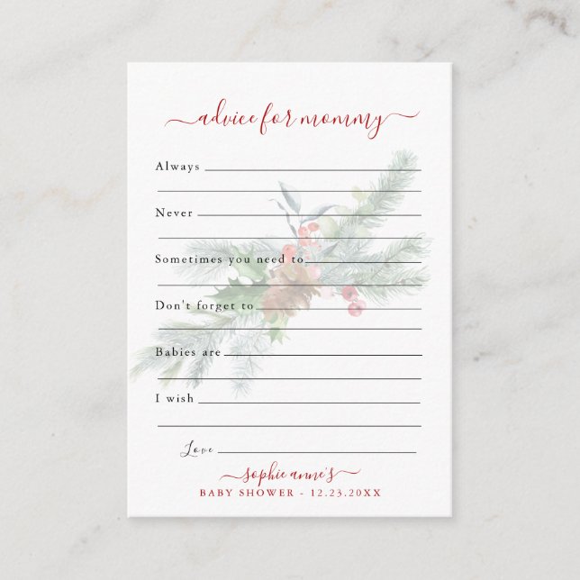 Winter Botanische Beratung für Mommy Baby Shower Begleitkarte (Vorderseite)