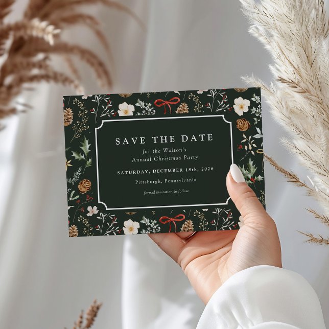 Winter Botanische Festtage Save the Date Feiertagspostkarte (Von Creator hochgeladen)