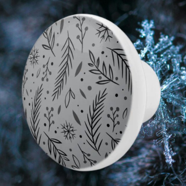 Winter Botanische Keramik Knob - grau Keramikknauf (Von Creator hochgeladen)