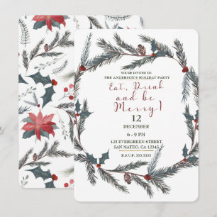 Winter Botanische Kiefer Beere Iss Trink Sei Fröhl Einladung