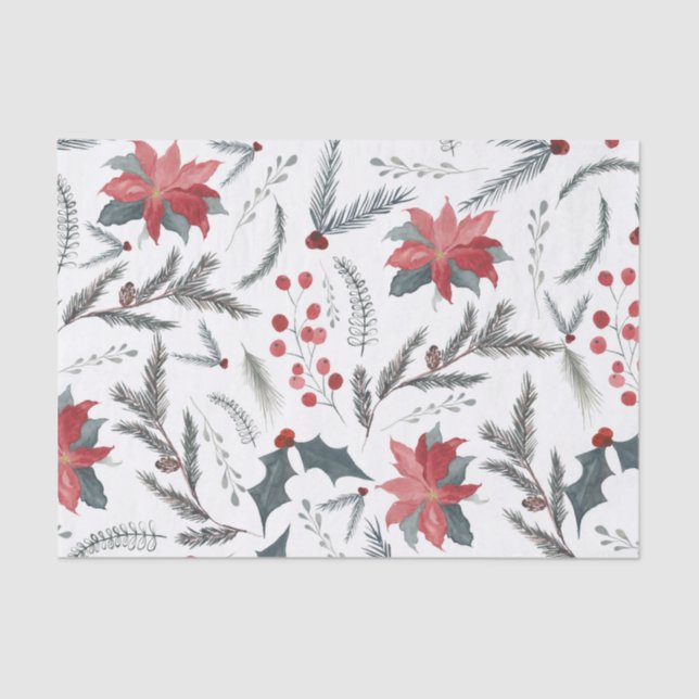 Winter Botanische Pine Berry Wreath Holiday Party Seidenpapier (Vorderseite)