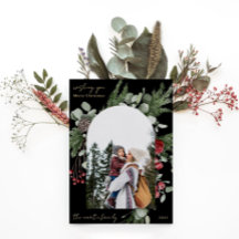 Winter Botanischer Rahmen Zwei Foto Weihnachtsschw