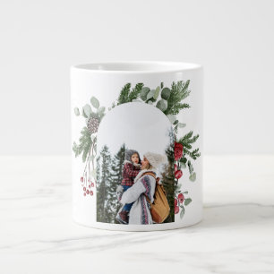Winter botanisches Drei Foto und Name Weihnachten Jumbo-Tasse
